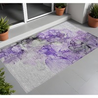 2' X 3' Purple Abstract Washable Non Skid Indoor Outdoor Area Rug