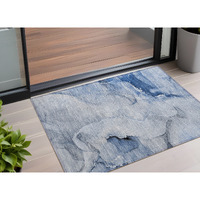 2' X 3' Blue Abstract Washable Indoor Outdoor Area Rug