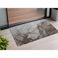 2' X 3' Taupe Abstract Washable Non Skid Indoor Outdoor Area Rug