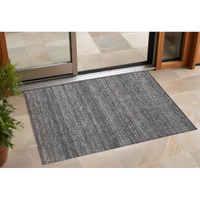 2' X 3' Gray Striped Washable Non Skid Indoor Outdoor Area Rug