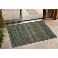 2' X 3' Olive Green Striped Washable Non Skid Indoor Outdoor Area Rug