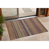 2' X 3' Orange Striped Washable Non Skid Indoor Outdoor Area Rug