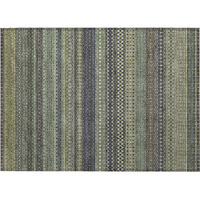 2' X 3' Sage Striped Washable Non Skid Indoor Outdoor Area Rug