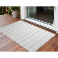2' X 3' Ivory Striped Washable Non Skid Indoor Outdoor Area Rug