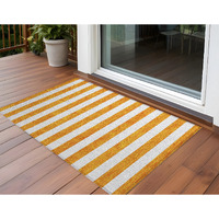 2' X 3' Orange and White Striped Washable Non Skid Indoor Outdoor Area Rug