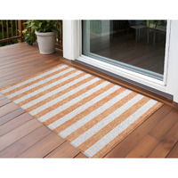 2' X 3' Salmon Striped Washable Non Skid Indoor Outdoor Area Rug