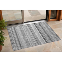 2' X 3' Gray Striped Washable Non Skid Indoor Outdoor Area Rug