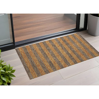 2' X 3' Brown and Tan Striped Washable Non Skid Indoor Outdoor Area Rug