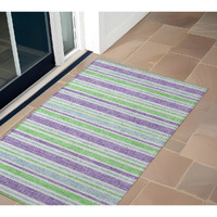 2' X 3' Lime Green Striped Washable Non Skid Indoor Outdoor Area Rug