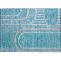 2' X 3' Teal Abstract Washable Non Skid Indoor Outdoor Area Rug