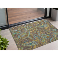 2' X 3' Chocolate Paisley Washable Non Skid Indoor Outdoor Area Rug