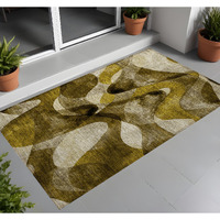 2' X 3' Coffee Abstract Washable Non Skid Indoor Outdoor Area Rug