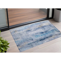 2' X 3' Blue Washable Non Skid Indoor Outdoor Area Rug