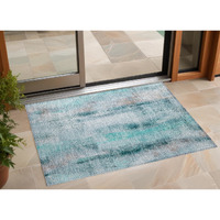 2' X 3' Teal Washable Non Skid Indoor Outdoor Area Rug