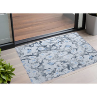 2' X 3' Denim Blue Floral Washable Non Skid Indoor Outdoor Area Rug