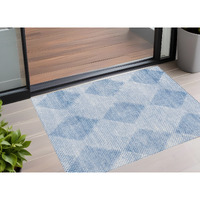 2' X 3' Blue Geometric Washable Non Skid Indoor Outdoor Area Rug