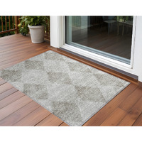 2' X 3' Gray Geometric Washable Non Skid Indoor Outdoor Area Rug