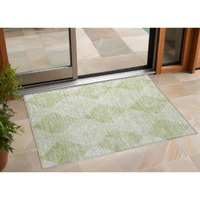 2' X 3' Mint Green Geometric Washable Non Skid Indoor Outdoor Area Rug