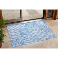 2' X 3' Blue and White Abstract Washable Non Skid Indoor Outdoor Area Rug