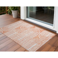 2' X 3' Salmon Abstract Washable Non Skid Indoor Outdoor Area Rug