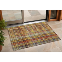 2' X 3' Orange Plaid Washable Non Skid Indoor Outdoor Area Rug