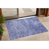 2' X 3' Navy Blue Abstract Washable Non Skid Indoor Outdoor Area Rug