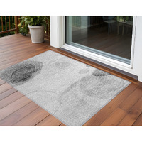 2' X 3' Gray and Light Gray Abstract Washable Non Skid Indoor Outdoor Area Rug