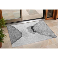 2' X 3' Gray and Black Abstract Washable Non Skid Indoor Outdoor Area Rug