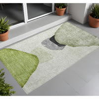 2' X 3' Green Black and Gray Abstract Washable Non Skid Indoor Outdoor Area Rug