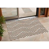 2' X 3' Brown and White Geometric Washable Non Skid Indoor Outdoor Area Rug