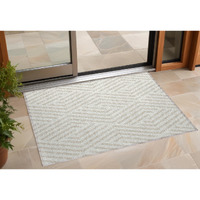2' X 3' Beige and Ivory Geometric Washable Non Skid Indoor Outdoor Area Rug