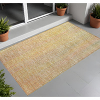 2' X 3' Yellow and Orange Striped Washable Non Skid Indoor Outdoor Area Rug