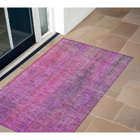 2' X 3' Lilac Striped Washable Non Skid Indoor Outdoor Area Rug