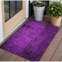 2' X 3' Purple Abstract Washable Non Skid Indoor Outdoor Area Rug