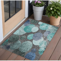 2' X 3' Gray Blue and Purple Abstract Washable Non Skid Indoor Outdoor Area Rug