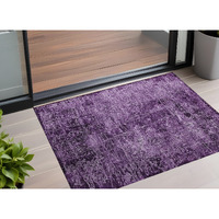 2' X 3' Purple Abstract Washable Non Skid Indoor Outdoor Area Rug