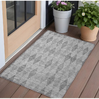2' X 3' Gray Geometric Washable Non Skid Indoor Outdoor Area Rug