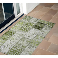 2' X 3' Green Patchwork Washable Non Skid Indoor Outdoor Area Rug