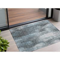 2' X 3' Teal Abstract Washable Non Skid Indoor Outdoor Area Rug