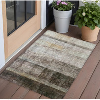 2' X 3' Brown Ombre Washable Non Skid Indoor Outdoor Area Rug