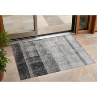 2' X 3' Gray Ombre Washable Non Skid Indoor Outdoor Area Rug