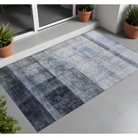 2' X 3' Navy and Gray Ombre Washable Non Skid Indoor Outdoor Area Rug
