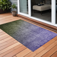 2' X 3' Olive Green and Purple Ombre Washable Non Skid Indoor Outdoor Area Rug