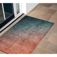 2' X 3' Gray and Red Orange Ombre Washable Non Skid Indoor Outdoor Area Rug