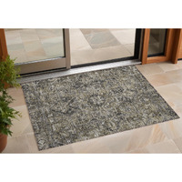 2' X 3' Taupe and Dark Taupe Oriental Washable Non Skid Indoor Outdoor Area Rug
