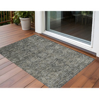 2' X 3' Brown and Black Oriental Washable Non Skid Indoor Outdoor Area Rug