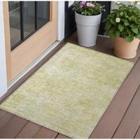 2' X 3' Gold Abstract Washable Non Skid Indoor Outdoor Area Rug
