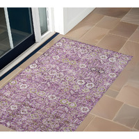 2' X 3' Lavender and Ivory Floral Washable Non Skid Indoor Outdoor Area Rug