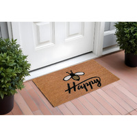 24" X 36" Natural and Black Coir Bumblee Bee Happy Outdoor Door Mat