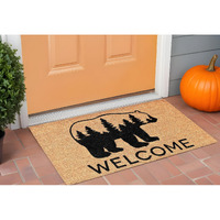 24" X 36" Natural and Black Coir Bear Welcome Outdoor Door Mat